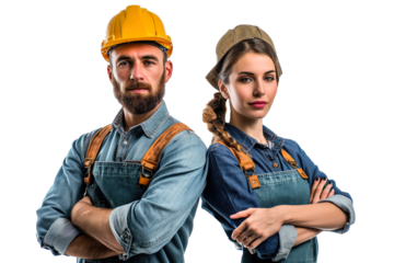 Female And Male Craftsman,  Team Isolated on Transparent Background