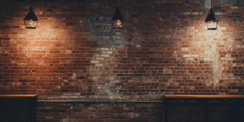 Decor and signage featuring brick walls.