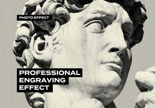 Engrave Halftone Risograph Retro Money Photo Effect Paper Texture Template Mockup Overlay Style