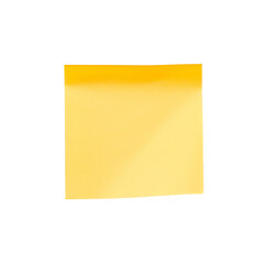 Isolated shot of blank yellow sticky note on transparent background. PNG