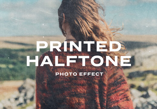 Printer Risograph Silk Screen Grain Halftone Photo Effect Paper Texture Template Mockup Overlay Style