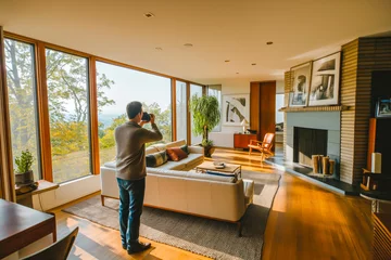 Fotobehang Real estate photographer taking interior photos of a property for sale © MVProductions