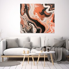 Modern orange and black abstract painting