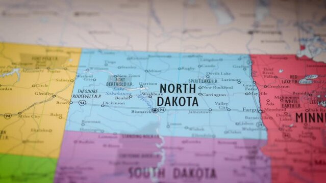 USA state map color contour North Dakota ND 