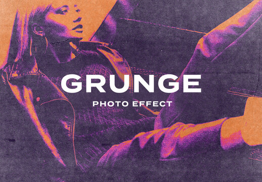 Grunge Raw Screen Overprint Photo Effect Paper Texture Template Mockup Overlay Style