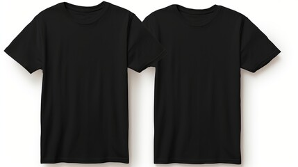 Black t shirt mockup template, front and back view, for design print and clothing presentation