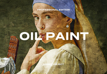 Oil Paint Painting Drawing Art Draw Photo Effect Paper Texture Template Mockup Overlay Style