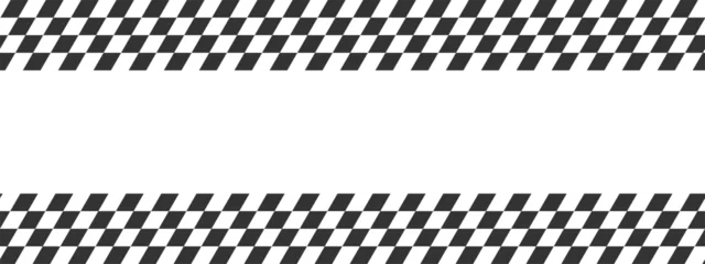 Cercles muraux F1 Race flags or checkerboard background. Chess game or rally sport car competition wallpaper. Tilted black and white squares pattern. Banner with checkered texture