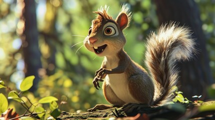 Fototapeta premium a close up of a squirrel with a surprised look on it's face and a tree in the background.