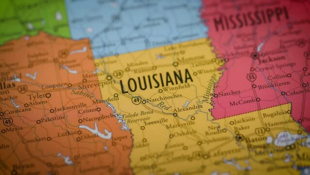 USA state map color contour Louisiana LA