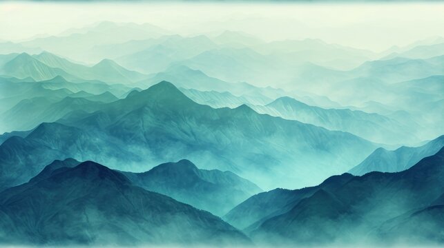  a picture of a mountain range taken from a bird's - eye view of the top of the mountain.