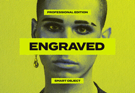 Engrave Halftone Risograph Retro Photo Effect Paper Texture Template Mockup Overlay Style