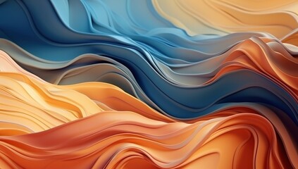 Obraz premium Blue and orange abstract waves