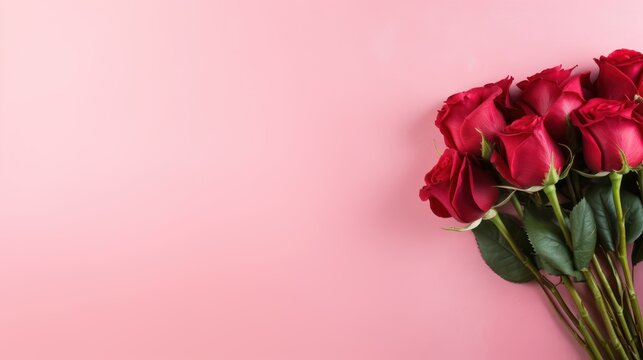 Rose flower background isolated on pink background. Generative AI