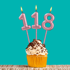 Birthday candle number 118 - Aquamarine card design