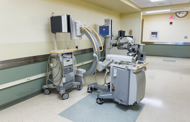 Chicago, IL, USA, January 7, 2024, High-tech medical equipment in a hospital room: X-ray and CT scanning machines