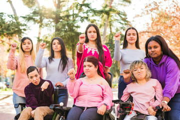 Fototapeta premium Signal for Help is an international gesture for domestic violence danger. Inspire Inclusion victim