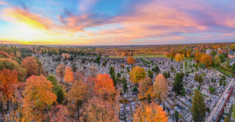 View from a drone of the cemetery