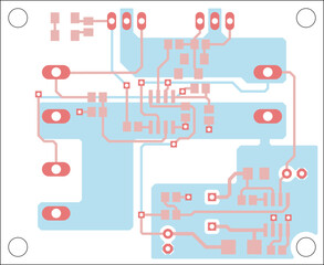 Tracing the conductors of the printed circuit board
of an electronic device. Vector engineering 
drawing of a pcb. Electric background.