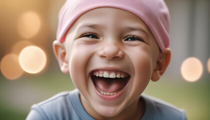 child with cancer laughing world cancer day concept created with generative ai