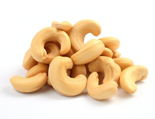 A pile of cashew nuts isolated on a white background,