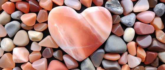 Stone in the shape of a heart, surrounded by pebbles