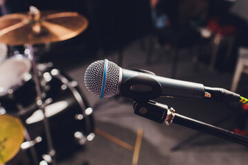 Professional condenser studio microphone, Musical Concept. recording