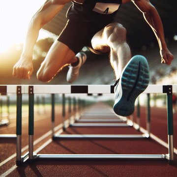 Person jumping hurdles