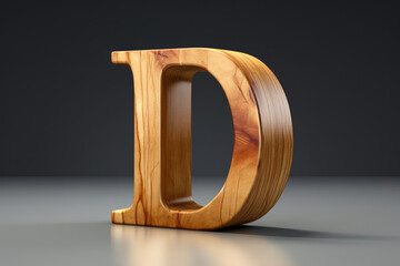 Cut wood 3D render of the letter 
