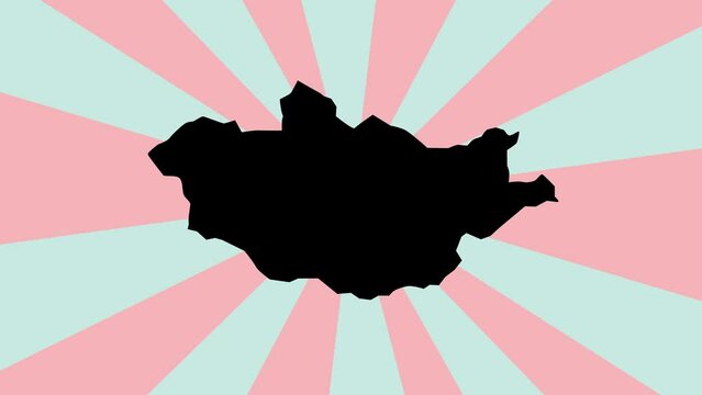 Animation of Mongolia country map icon with a rotating background