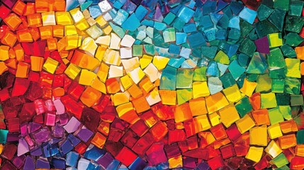 a close up of a multi - colored mosaic tile wall with lots of different colors of glass tiles on it. - obrazy, fototapety, plakaty