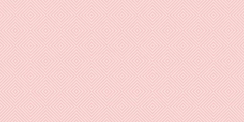 Fotobehang Vector geometric seamless pattern with squares, rhombuses, stripes, diagonal lines, repeat tiles. Subtle abstract texture. Delicate soft pink background. Simple minimal decorative repeated geo design © Olgastocker