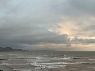 storm on the beach Lyme Regis Dorset England 