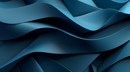 Fototapeta premium Abstract 3D wave made of interconnected triangles in a monochromatic blue color scheme