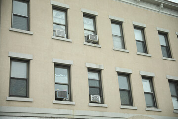 Dynamic modern cityscape with towering commercial buildings against a vibrant sky