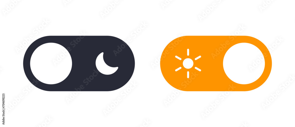 Wall mural toggle switch buttons and sun and moon icon vector on off dark and light mode switch button - night 