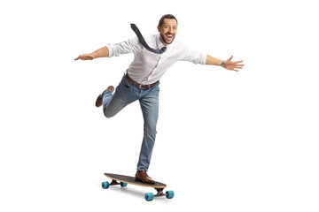 Man in a shirt and tie on a skateboard riding fast © Ljupco Smokovski