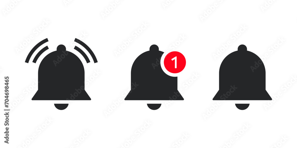 Poster notification bell icon set. ringing bell reminder icon or alarm alert sign - web icons collection se