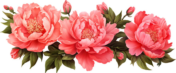 peonies composition, peonies transparent, bouquet pink peonies, isolated cutout object, transparent background
