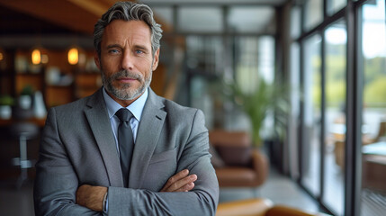Fototapeta premium Portrait of a Caucasian businessman working in a large company
