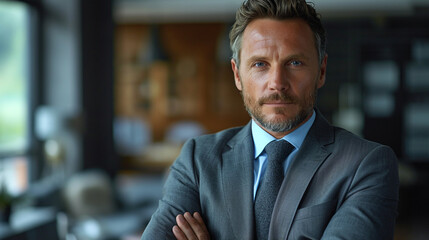 Fototapeta premium Portrait of a Caucasian businessman working in a large company
