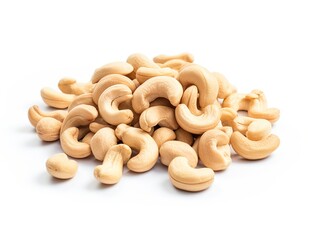 Fototapeta premium A pile of cashew nuts isolated on white background