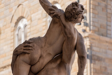 Statue of the Rape of the Sabines from artist Gimabologna in the Loggioa dei Lanzi in Florence