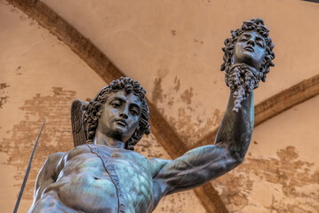 Statue of Perseus beheading the Medusa by Benvenuto Cellini at the Loggioa dei Lanzi in Florence