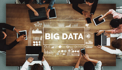 Big Data Technology for Business Finance Analytic Concept. Modern interface shows massive...