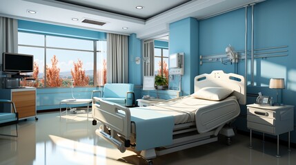 Bright and modern hospital room interior
