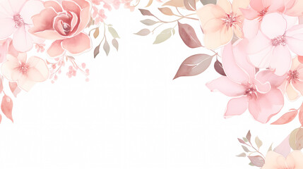 Fototapeta premium Floral frame with watercolor flowers, decorative flower background pattern, watercolor floral border background