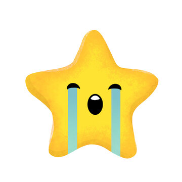 Cute star crying sadness face cartoon hand drawn stars yellow clipart mbe element emoticon