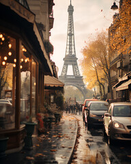 Fototapeta na wymiar streets of paris during the fall months