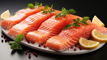 Salmon fish fillet preparing for cooking healthy meal